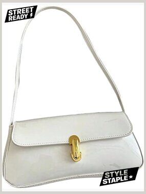 Patent Leather Shoulder Bag Y2k Mini Handbag Shiny Underarm Purse Twist Lock